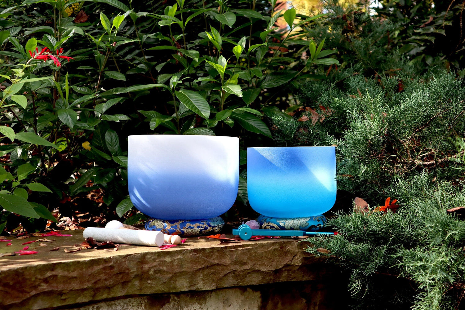 432 Hz 10" Third Eye and 8" Throat Chakra Singing bowl - Throat Chakra Tuning Fork - Mallet, Suede Striker, Carry Case, Sound Vibration