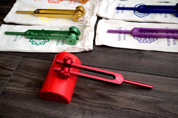 Mantra Tuning Forks - Professionally Tuned .25 - 7pc Chakra Set for Practicing Mantra, Chakra Balancing and Alignment, Sound Vibration