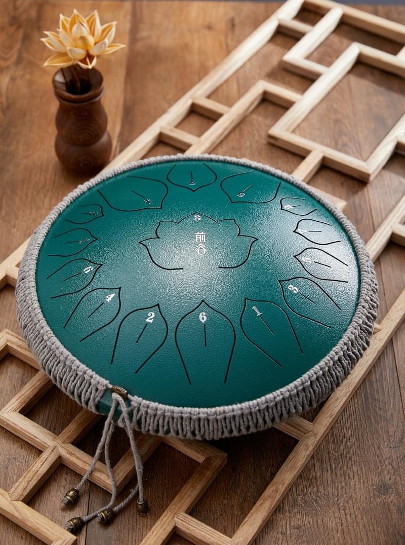 Harmonic Lotus 14" Steel Tongue Drum with Carry Case - 15 Note C Tune