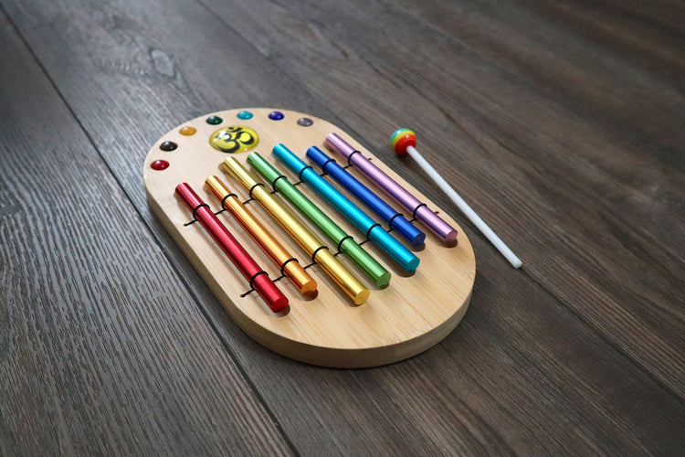 Xenergy Chimes - Easy to Play Chakra Color Chimes Set - Bubble Gum Percussion Stick - Om, Joyful Sound, Holiday Gift Idea