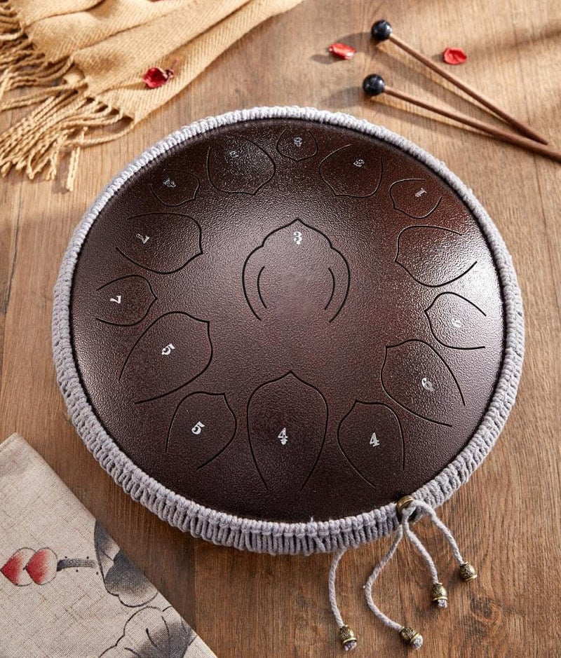 Harmonic Lotus 14" Steel Tongue Drum with Carry Case - 15 Note C Tune