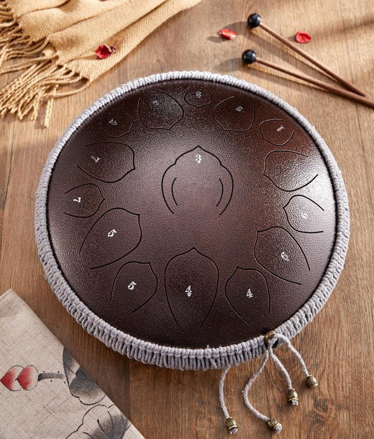 Harmonic Lotus 14" Steel Tongue Drum with Carry Case - 15 Note C Tune