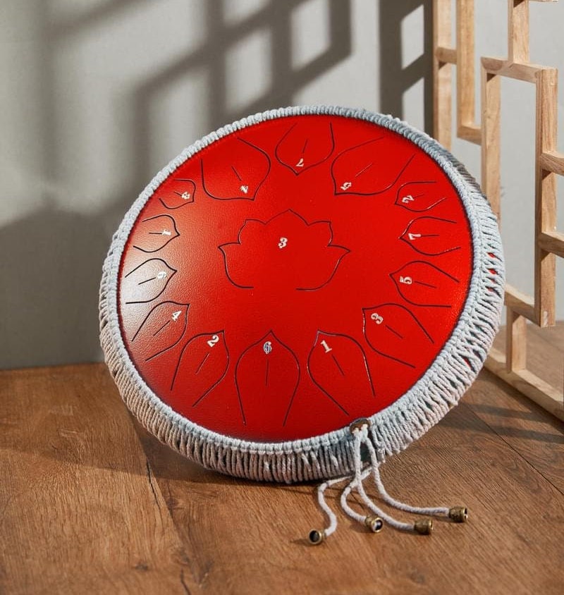 Harmonic Lotus 14" Steel Tongue Drum with Carry Case - 15 Note C Tune