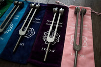 Myriad Melodies' Professionally Tuned .25 Secret Solfeggio - Classic 9pc Set - Limited Edition Gray, Chakra Printed Engrams, Biofield,