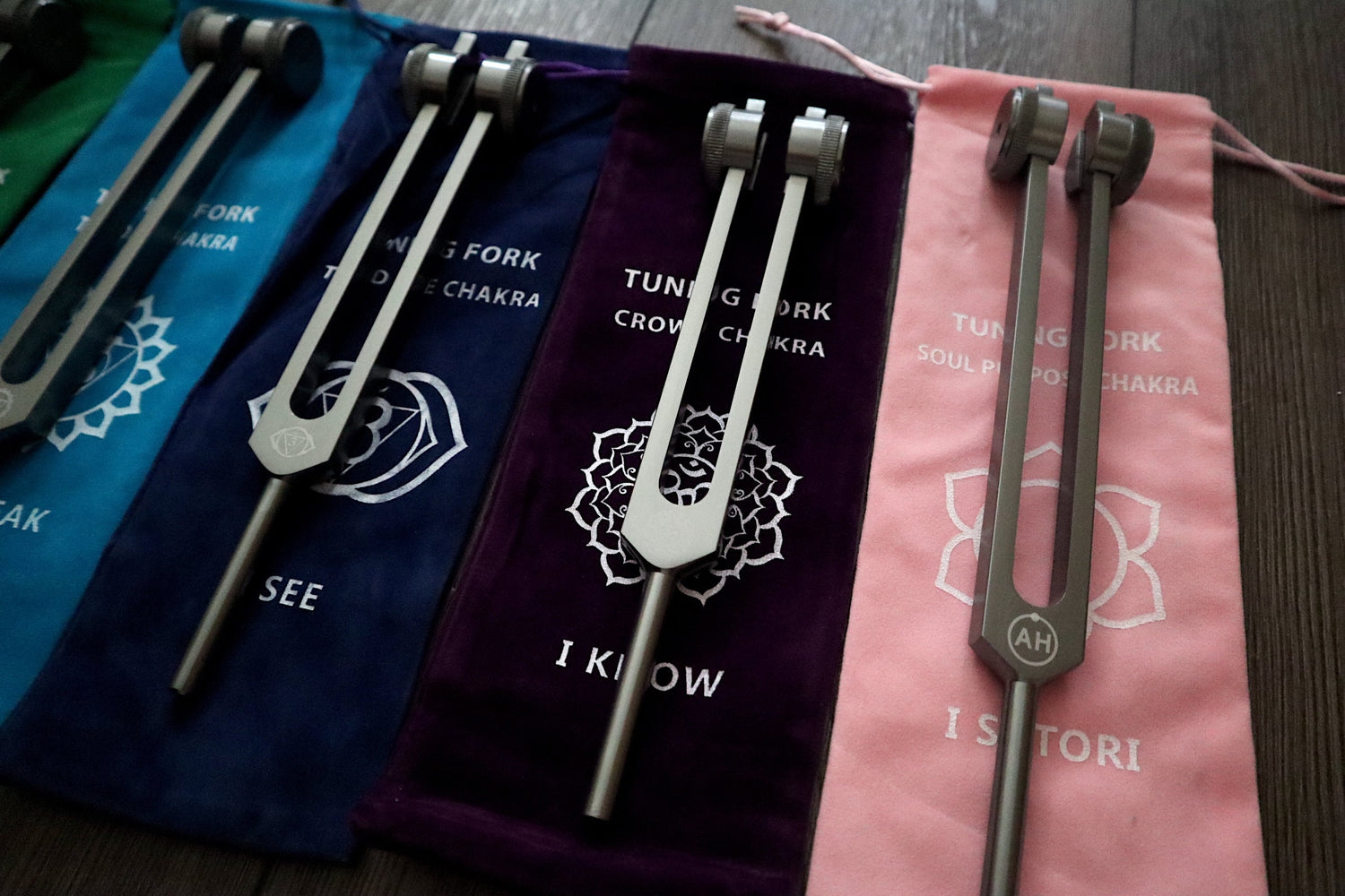 Myriad Melodies' Professionally Tuned .25 Secret Solfeggio - Classic 9pc Set - Limited Edition Gray, Chakra Printed Engrams, Biofield,