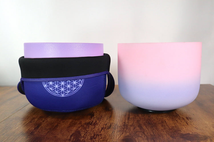 Carry Bag - Flower Of Life, OM Engram, Purple, Size 8", Strap, Compatible with Padded Carry Cases, Protective Carry Bag for Singing Bowls