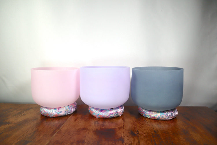 432 8" Morganite, Amethyst, Sapphire Gemstone Infused with Chakra Tuning Fork - Perfect Pitch 432Hz - F B or A-Note, Cushion, Carry Case