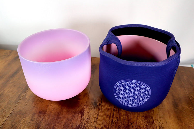 Carry Bag - Flower Of Life, OM Engram, Purple, Size 8", Strap, Compatible with Padded Carry Cases, Protective Carry Bag for Singing Bowls