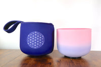 Carry Bag - Flower Of Life, OM Engram, Purple, Size 8", Strap, Compatible with Padded Carry Cases, Protective Carry Bag for Singing Bowls