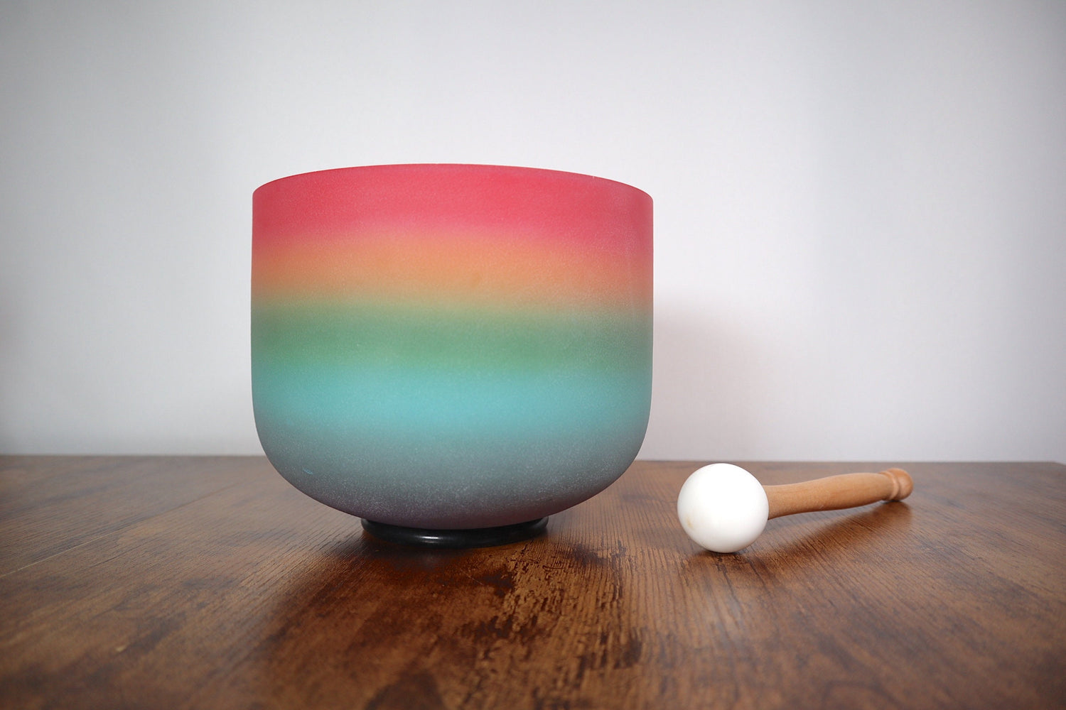528hz Rainbow 8" Crystal Singing Bowl, O-Ring, Mallet - Biofield, Sound Vibration