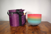 432hz Rainbow 8" Crystal Singing Bowl, Flower of Life Carry Bag, O-Ring, Mallet - Gift For Her