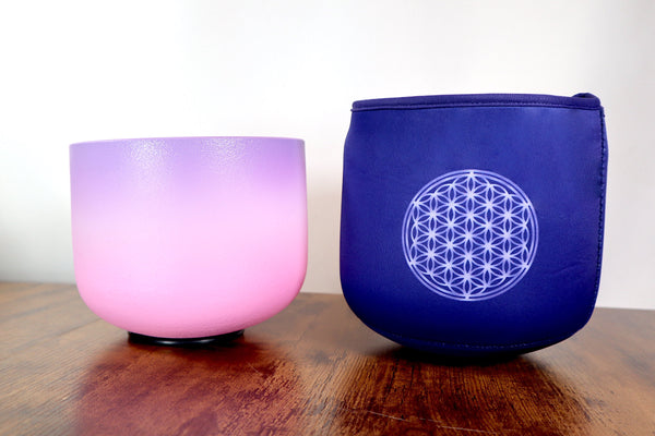 Carry Bag - Flower Of Life, OM Engram, Purple, Size 8", Strap, Compatible with Padded Carry Cases, Protective Carry Bag for Singing Bowls