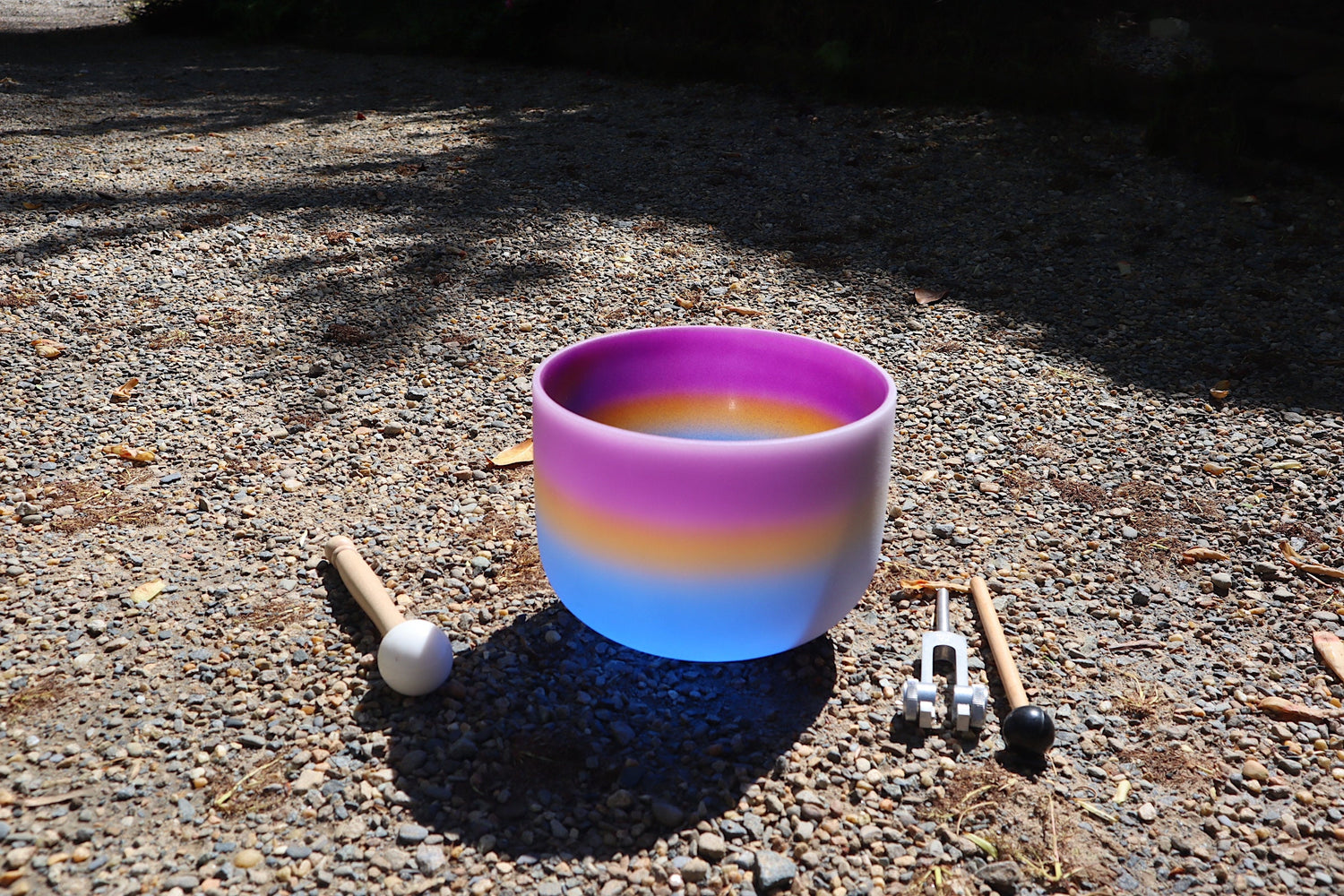528 Hz Starlight Bowl - 8” Crystal Singing Bowl And 174 Hz Solfeggio Tuning Fork - 99% Quartz Crystal, Mallet, With Padded Carry Case