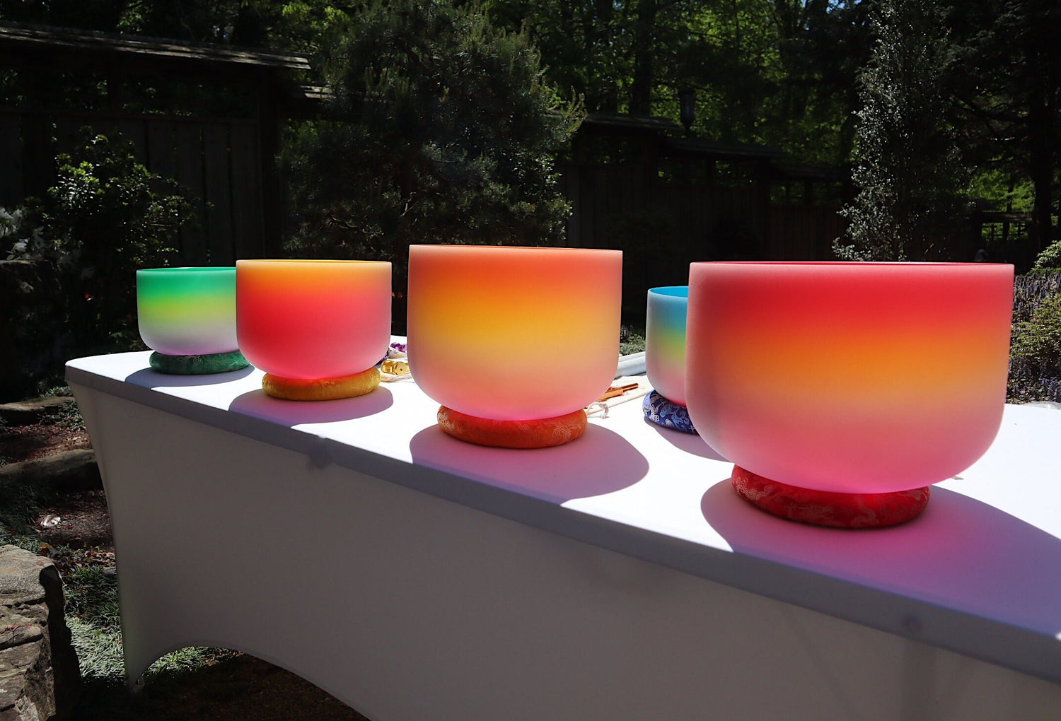 Myriad Melodies' Perfect Pitch (5 Cents) 432 Hz Rainbow Bowl Set - 10 Chakra Tuning Forks - 10 Crystal Attenuators - Protective Cases