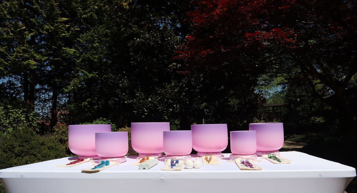 Myriad Melodies' Perfect Pitch (5 Cents) 432 Hz High Vibrational Set - 10 Chakra Tuning Forks - 10 Crystal Attenuators - Protective Cases