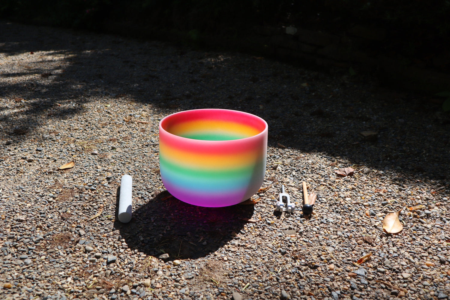 432 Hz 10" Rainbow Crystal Singing C Note Bowl And 174 Hz Solfeggio Tuning Fork - 99% Quartz Crystal, Mallet, With Padded Carry Case