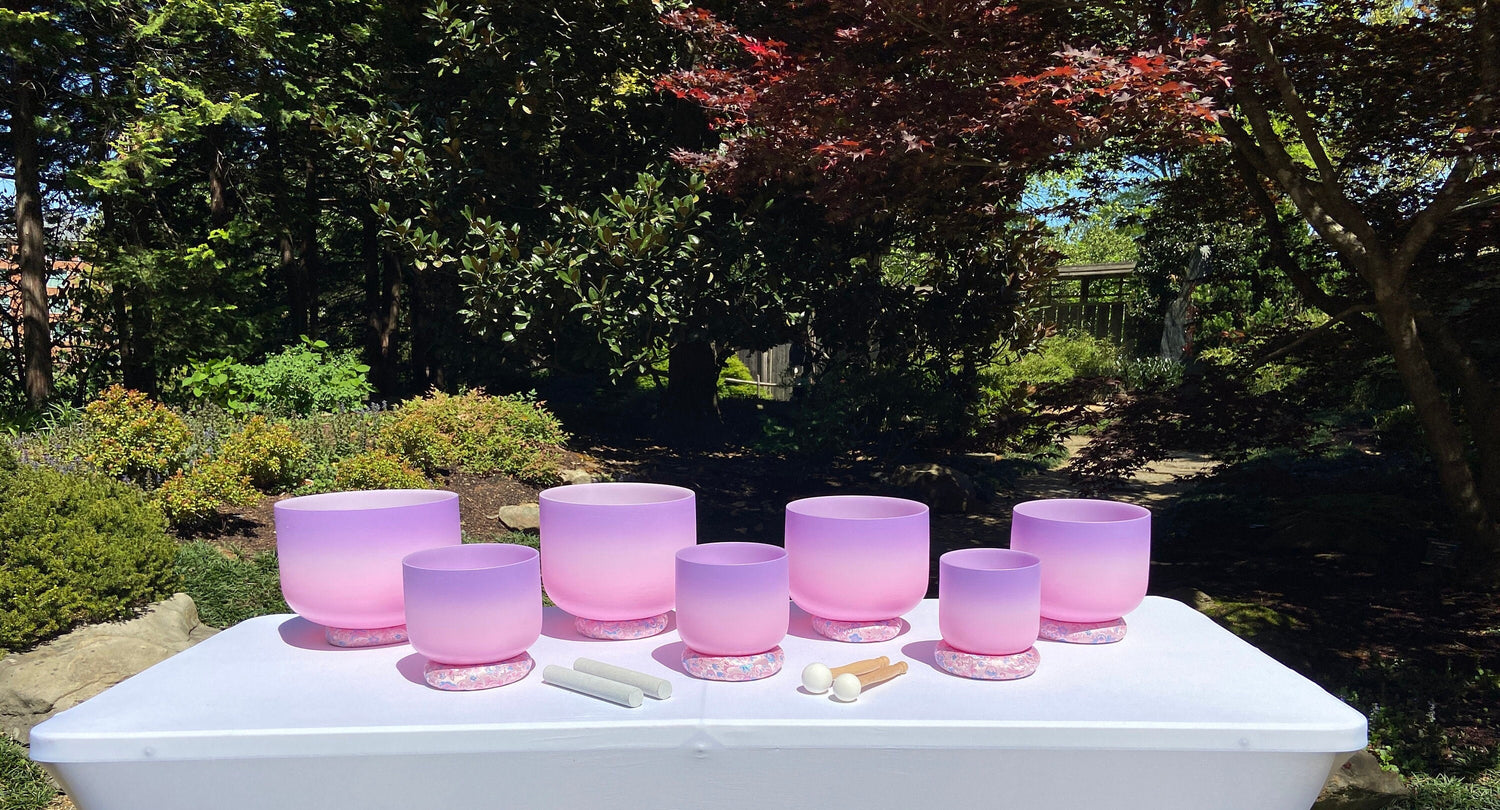 Myriad Melodies' Perfect Pitch (5 Cents) - 432Hz 3pc or 4pc Partial Set - 6-12 High Vibrational Singing Bowls - Case, Mallet, Suede Striker