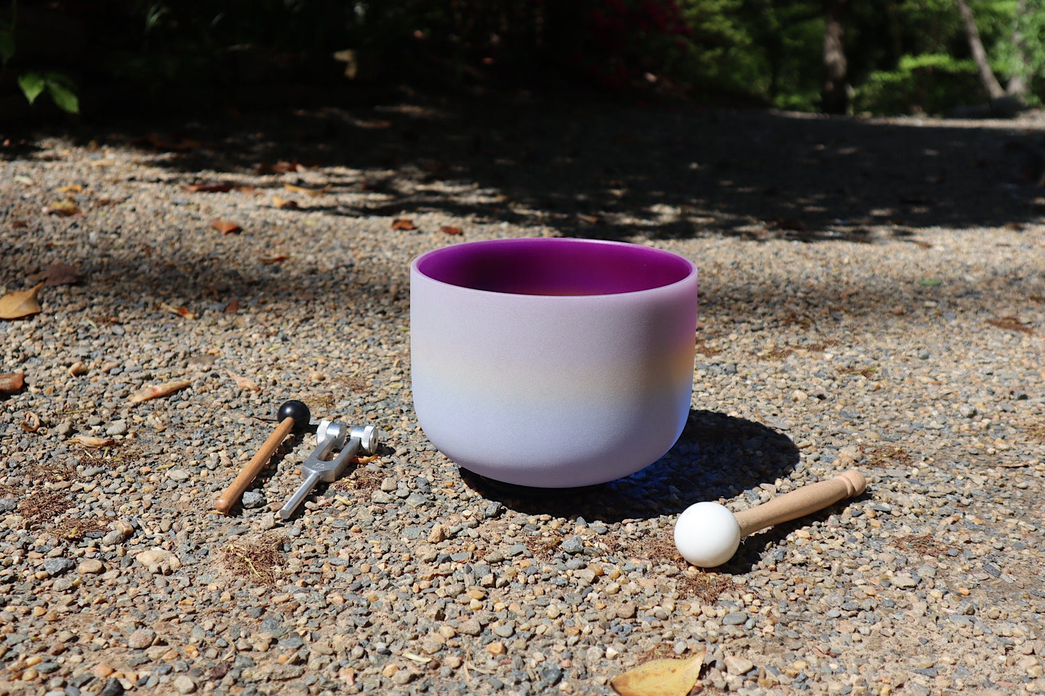 528 Hz Starlight Bowl - 8” Crystal Singing Bowl And 174 Hz Solfeggio Tuning Fork - 99% Quartz Crystal, Mallet, With Padded Carry Case