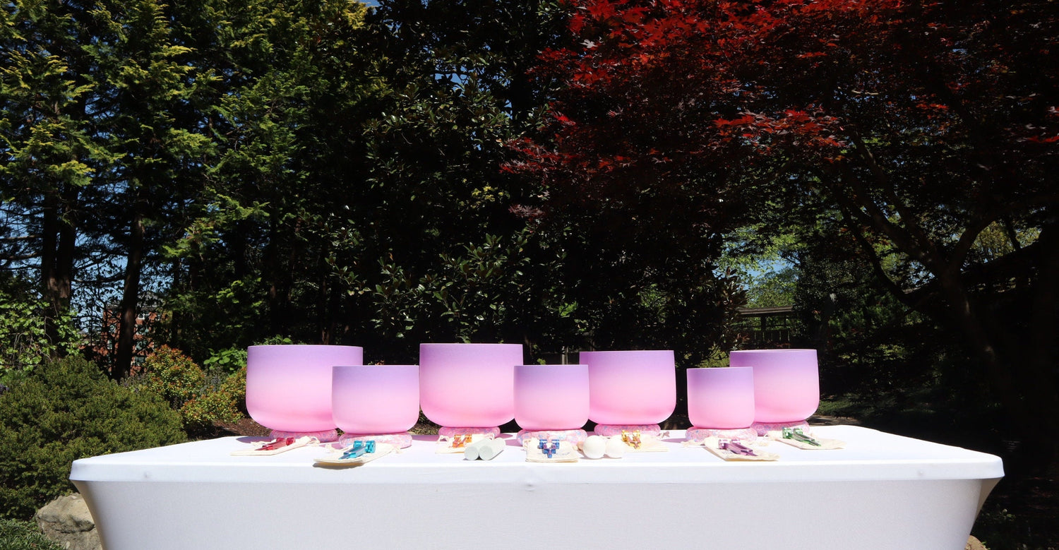 Myriad Melodies' Perfect Pitch (5 Cents) 432 Hz High Vibrational Set - 10 Chakra Tuning Forks - 10 Crystal Attenuators - Protective Cases