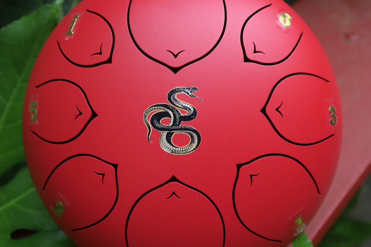 Coiled Serpent - 8" Steel Tongue Drum - F Key - Rebirth and Transformation, Shamanic Drum, Ethereal Drum Vibration, Tank Drum