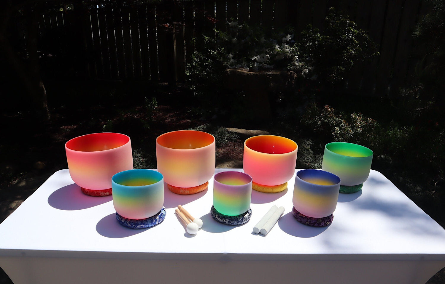 Myriad Melodies' Perfect Pitch (5 Cents) - 432Hz 3pc or 4pc Partial Set - Rainbow Color Singing Bowls - Case, Mallet, Suede Striker,