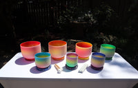 Myriad Melodies' Perfect Pitch (5 Cents) - 432Hz 3pc or 4pc Partial Set - Rainbow Color Singing Bowls - Case, Mallet, Suede Striker,
