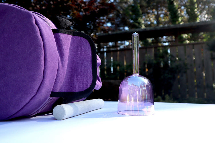 Solfeggio Pearls - 741 Hz and 963 Hz Solfeggio Perfect Pitch Handle Bowls - Suede Striker, Crystal Striker, Carry Case - Bio-field