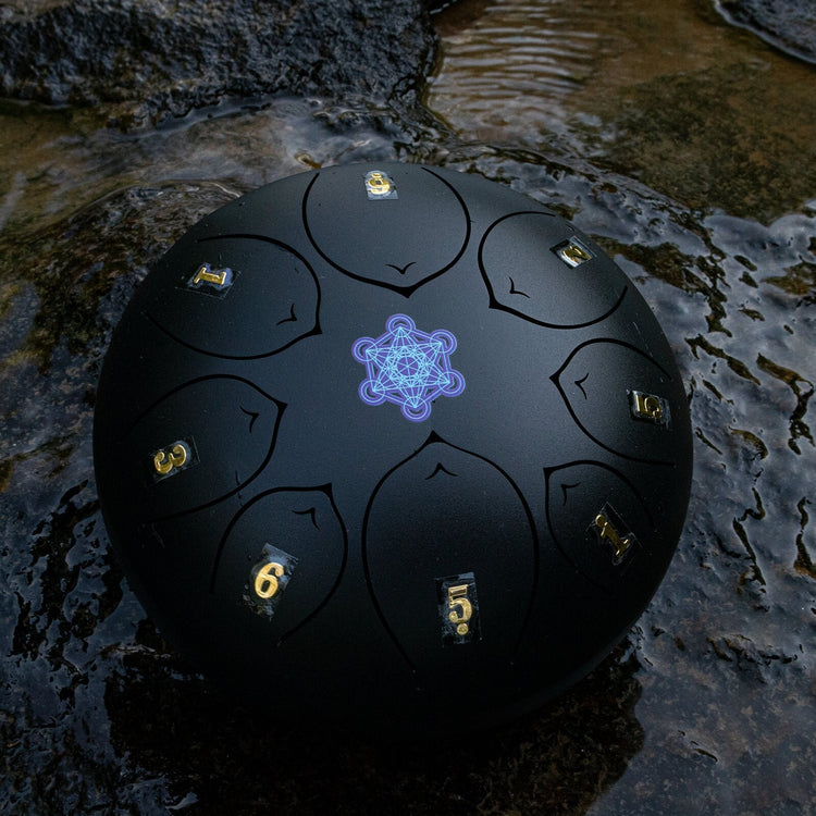 Metatron's Cube 8" Steel Tongue Drum - F Key - Sacred Geometry, Energy Shift, Shamanic Drum, Ethereal Drum Healing, Tank Drum