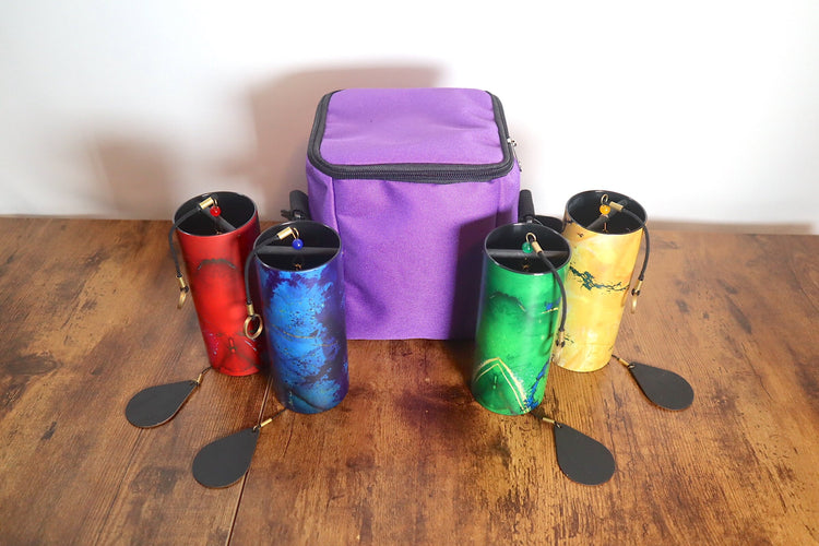 Melody Chimes with Protective Carry Case - 4pc Color Chimes Set with Case - Accessory, Windbell Chimes, Sound Vibration