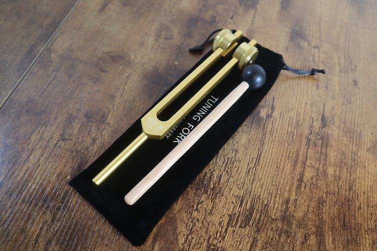 OM Silver Weighted Tuning Fork For Vibration - 136.10 OM Vibration, Sound Vibration - Attenuator Handle Extender with 10mm Crystal