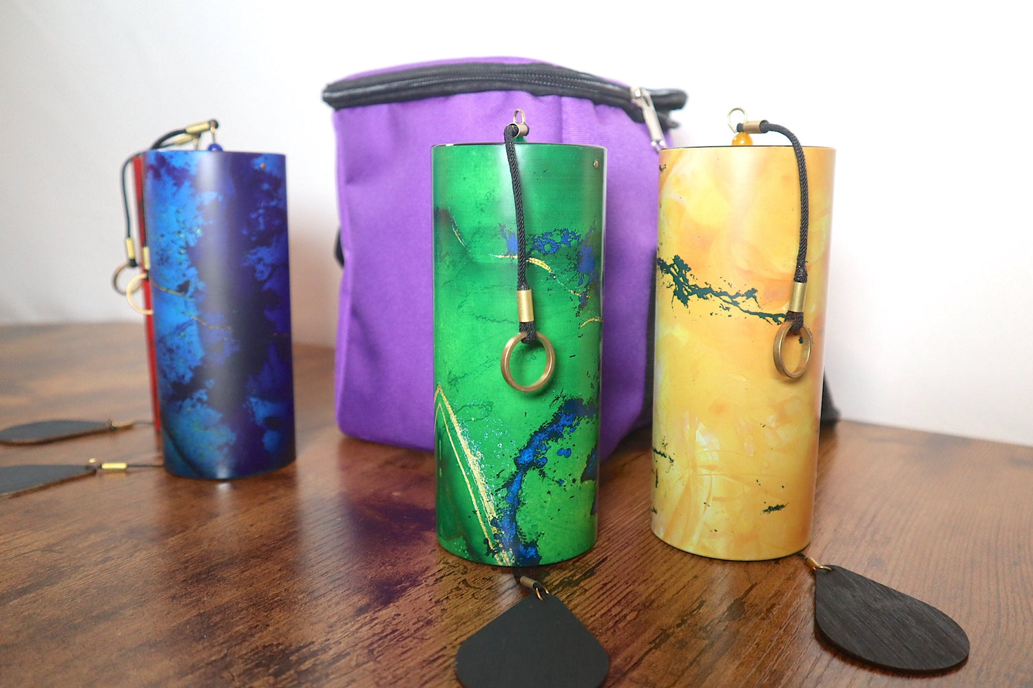 Melody Chimes with Protective Carry Case - 4pc Color Chimes Set with Case - Accessory, Windbell Chimes, Sound Vibration