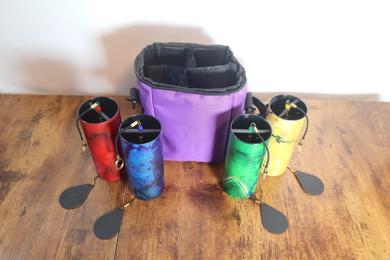 Melody Chimes with Protective Carry Case - 4pc Color Chimes Set with Case - Accessory, Windbell Chimes, Sound Vibration