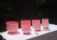 Myriad Melodies' Perfect Pitch (5 Cents) 432 Hz Light Pink Singing Bowl Set - 2 Cases, Cushions, O-Rings, 2 Mallets 2 Strikers,