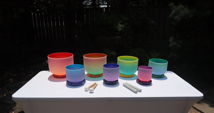 Myriad Melodies' Perfect Pitch (5 Cents) 432 Hz Chakra Light Singing Bowl Set - 2 Cases, Cushions, O-Rings, 2 Mallets 2 Strikers,