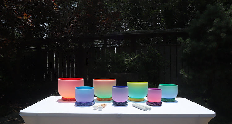 Myriad Melodies' Perfect Pitch (5 Cents) - 432Hz 3pc or 4pc Partial Set - 6-12 Chakra Light Singing Bowls - Case, Mallet, Suede Striker,