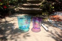 Cosmic Blue and Purple Soul Star - Premium Clear Crystal Singing Bowls w/ Tuning Fork - Perfect Pitch 432Hz G and A# Note