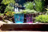 Cosmic Blue and Purple Soul Star - Premium Clear Crystal Singing Bowls w/ Tuning Fork - Perfect Pitch 432Hz G and A# Note