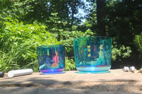Cosmic Blue and Indigo - Premium Clear Crystal Singing Bowls w/ Tuning Fork - Perfect Pitch 432Hz G and A Note