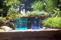 Cosmic Blue and Indigo - Premium Clear Crystal Singing Bowls w/ Tuning Fork - Perfect Pitch 432Hz G and A Note