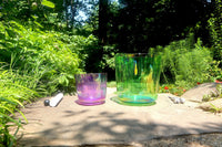 Cosmic Green and Purple - Premium Clear Crystal Singing Bowls w/ Tuning Fork - Perfect Pitch 432Hz F and B Note