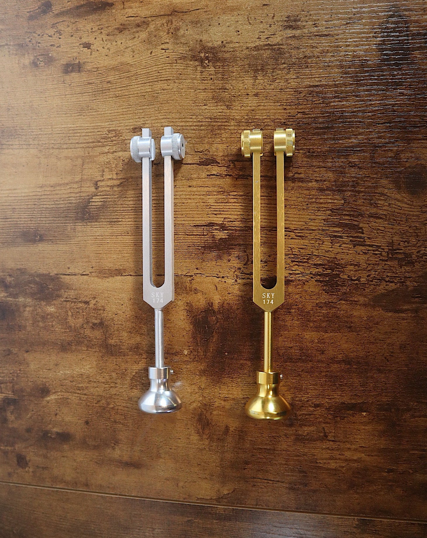 Myriad Melodies' Long Resonance Tuning Forks with Round Attenuator Bundle - Massage, Sound Vibration