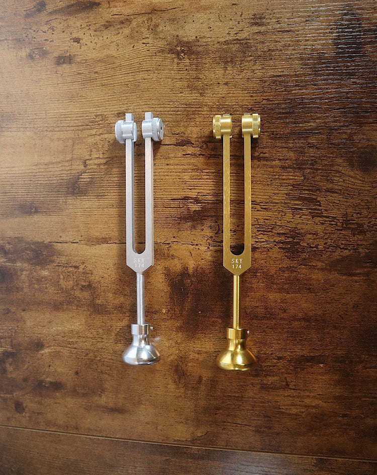 Myriad Melodies' Long Resonance Tuning Forks with Round Attenuator Bundle - Massage, Sound Vibration