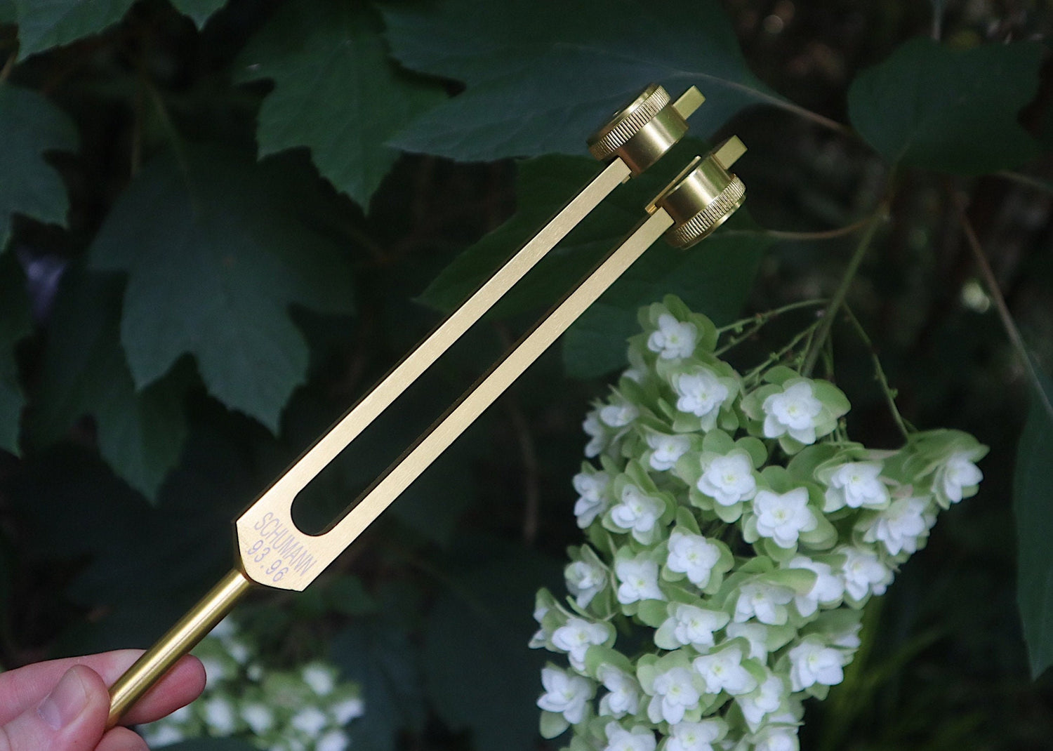 Schumann 93.96 Hz Tuning Fork - Schumann Resonance - Sound Vibration, Energy Vibration - Attenuator Handle Extender with 10mm Crystal