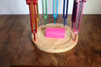 Tuning Fork Holder - 22pc Holder with Tumbled Gemstone - Professionally Crafted with Chakra Symbols, Sound Vibration