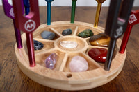 Tuning Fork Holder - 22pc Holder with Tumbled Gemstone - Professionally Crafted with Chakra Symbols, Sound Vibration