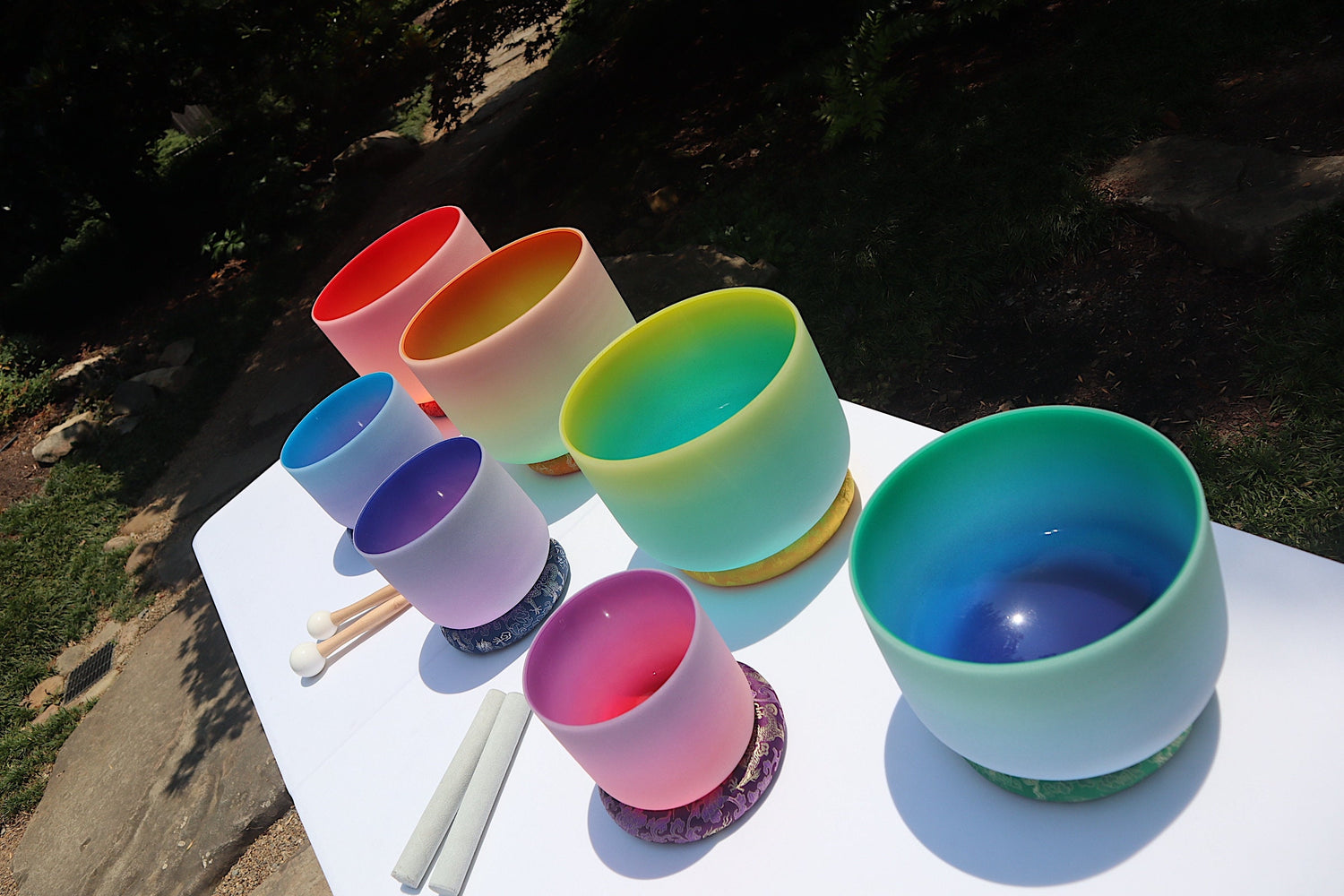 Myriad Melodies' Perfect Pitch (5 Cents) - 432Hz 3pc or 4pc Partial Set - 6-12 Chakra Light Singing Bowls - Case, Mallet, Suede Striker,