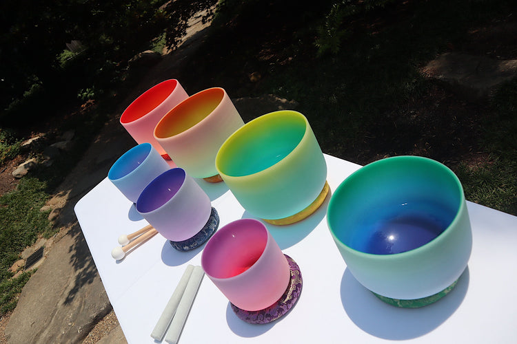 Myriad Melodies' Perfect Pitch (5 Cents) - 432Hz 3pc or 4pc Partial Set - 6-12 Chakra Light Singing Bowls - Case, Mallet, Suede Striker,