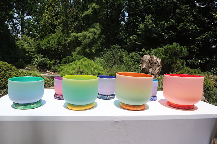 Myriad Melodies' Perfect Pitch (5 Cents) - 432Hz 3pc or 4pc Partial Set - 6-12 Chakra Light Singing Bowls - Case, Mallet, Suede Striker,