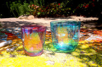 Cosmic Blue and Purple Soul Star - Premium Clear Crystal Singing Bowls w/ Tuning Fork - Perfect Pitch 432Hz G and A# Note