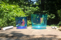 Cosmic Blue and Indigo - Premium Clear Crystal Singing Bowls w/ Tuning Fork - Perfect Pitch 432Hz G and A Note